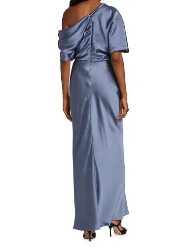 Amsale Women's Satin One-Shoulder Gown - Slate | Thumbnail 5 Amsale Women's Satin One-Shoulder Gown - Slate | Thumbnail 5