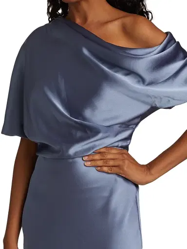 Amsale Women's Satin One-Shoulder Gown - Slate | Thumbnail 6 Amsale Women's Satin One-Shoulder Gown - Slate | Thumbnail 6