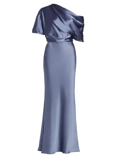 Amsale Women's Satin One-Shoulder Gown - Slate | Thumbnail 1 Amsale Women's Satin One-Shoulder Gown - Slate | Thumbnail 1