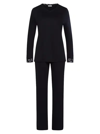 Hanro Women's Moments Cotton 2-Piece Pajama Set - Black - Size XL | Thumbnail 1 Hanro Women's Moments Cotton 2-Piece Pajama Set - Black - Size XL | Thumbnail 1