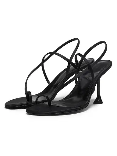 Proenza Schouler Women's Tee 85MM Satin Slingback Sandals - Black | Thumbnail 2 Proenza Schouler Women's Tee 85MM Satin Slingback Sandals - Black | Thumbnail 2