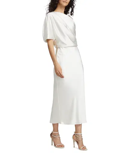 Amsale Women's Draped Satin Pencil Midi-Dress - | Thumbnail 4 Amsale Women's Draped Satin Pencil Midi-Dress - | Thumbnail 4