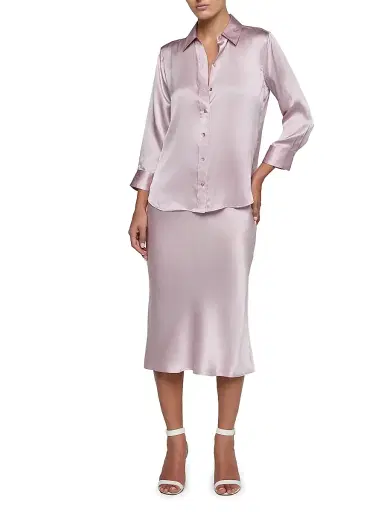 L'AGENCE Women's Dani Three-Quarter Sleeve Silk Shirt - | Thumbnail 2 L'AGENCE Women's Dani Three-Quarter Sleeve Silk Shirt - | Thumbnail 2