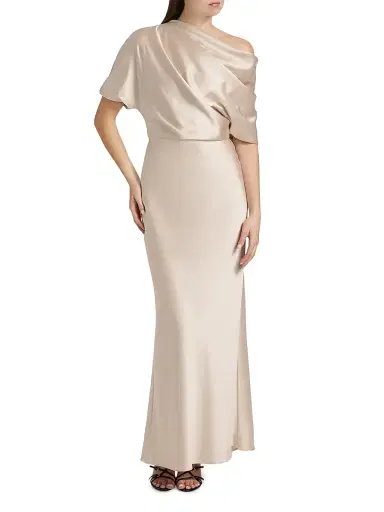 Amsale Women's Satin One-Shoulder Gown - Champagne | Thumbnail 3 Amsale Women's Satin One-Shoulder Gown - Champagne | Thumbnail 3