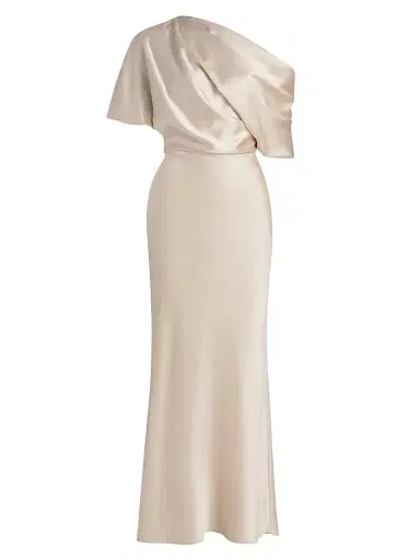 Amsale Women's Satin One-Shoulder Gown - Champagne | Thumbnail 1 Amsale Women's Satin One-Shoulder Gown - Champagne | Thumbnail 1
