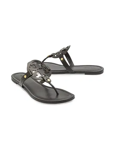 Tory Burch Women's Miller Leather Thong Sandals - Perfect Black | Thumbnail 8 Tory Burch Women's Miller Leather Thong Sandals - Perfect Black | Thumbnail 8
