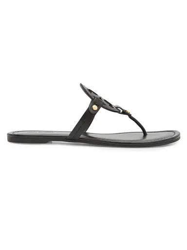 Tory Burch Women's Miller Leather Thong Sandals - Perfect Black | Thumbnail 1 Tory Burch Women's Miller Leather Thong Sandals - Perfect Black | Thumbnail 1