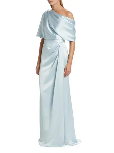Amsale Women's Draped Off-The-Shoulder Gown - Ice | Thumbnail 3 Amsale Women's Draped Off-The-Shoulder Gown - Ice | Thumbnail 3
