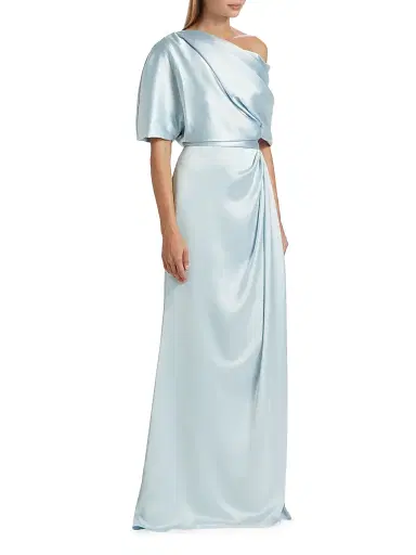 Amsale Women's Draped Off-The-Shoulder Gown - Ice | Thumbnail 4 Amsale Women's Draped Off-The-Shoulder Gown - Ice | Thumbnail 4