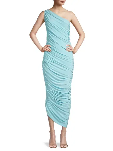 Norma Kamali Women's Diana Ruched One-Shoulder Gown - Powder Blue | Thumbnail 2 Norma Kamali Women's Diana Ruched One-Shoulder Gown - Powder Blue | Thumbnail 2