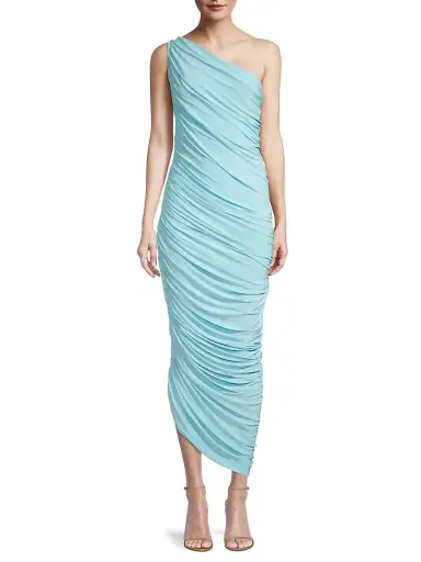 Norma Kamali Women's Diana Ruched One-Shoulder Gown - Powder Blue | Thumbnail 3 Norma Kamali Women's Diana Ruched One-Shoulder Gown - Powder Blue | Thumbnail 3