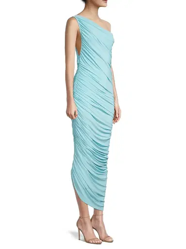 Norma Kamali Women's Diana Ruched One-Shoulder Gown - Powder Blue | Thumbnail 4 Norma Kamali Women's Diana Ruched One-Shoulder Gown - Powder Blue | Thumbnail 4
