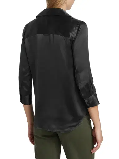 L'AGENCE Women's Dani Three-Quarter Sleeve Silk Shirt - Black | Thumbnail 5 L'AGENCE Women's Dani Three-Quarter Sleeve Silk Shirt - Black | Thumbnail 5