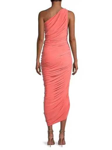 Norma Kamali Women's Diana Ruched One-Shoulder Gown - Papaya | Thumbnail 5 Norma Kamali Women's Diana Ruched One-Shoulder Gown - Papaya | Thumbnail 5