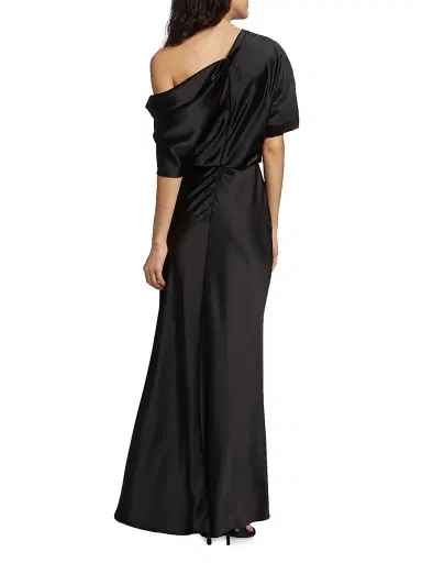 Amsale Women's Satin One-Shoulder Gown - Black | Thumbnail 5 Amsale Women's Satin One-Shoulder Gown - Black | Thumbnail 5