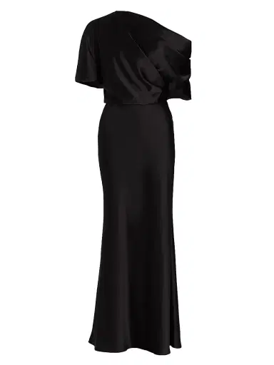 Amsale Women's Satin One-Shoulder Gown - Black | Thumbnail 1 Amsale Women's Satin One-Shoulder Gown - Black | Thumbnail 1