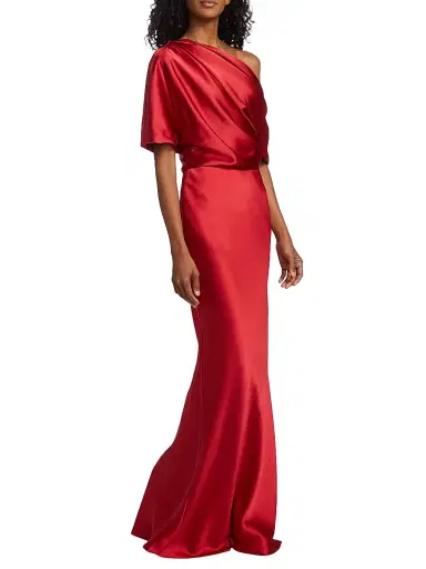 Amsale Women's Satin One-Shoulder Gown - Lipstick Red | Thumbnail 2 Amsale Women's Satin One-Shoulder Gown - Lipstick Red | Thumbnail 2