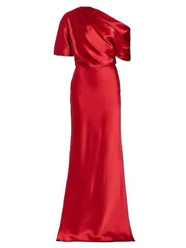 Amsale Women's Satin One-Shoulder Gown - Lipstick Red | Thumbnail 1 Amsale Women's Satin One-Shoulder Gown - Lipstick Red | Thumbnail 1