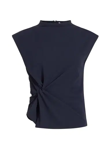 TANYA TAYLOR Women's Robin Knot Cap-Sleeve Blouse - Maritime Blue - Size Small | Thumbnail 1 TANYA TAYLOR Women's Robin Knot Cap-Sleeve Blouse - Maritime Blue - Size Small | Thumbnail 1