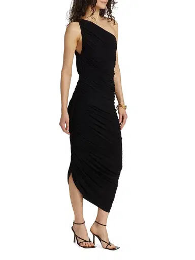 Norma Kamali Women's Diana Ruched One-Shoulder Gown - Black | Thumbnail 4 Norma Kamali Women's Diana Ruched One-Shoulder Gown - Black | Thumbnail 4