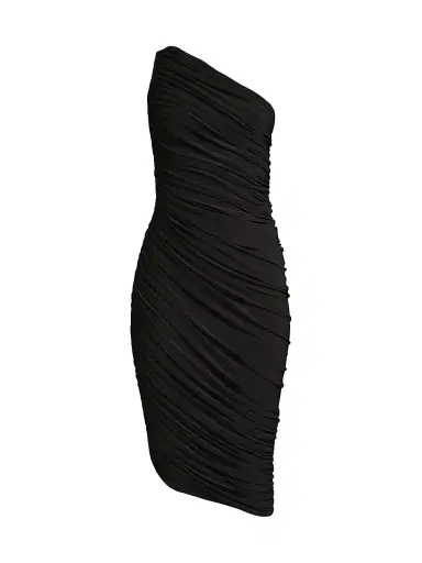 Norma Kamali Women's Diana Ruched One-Shoulder Midi-Dress - Black | Thumbnail 1 Norma Kamali Women's Diana Ruched One-Shoulder Midi-Dress - Black | Thumbnail 1