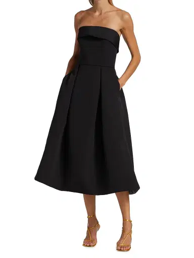 Amsale Women's Faille Strapless Dress - Black | Thumbnail 2 Amsale Women's Faille Strapless Dress - Black | Thumbnail 2