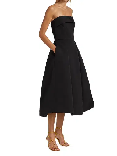 Amsale Women's Faille Strapless Dress - Black | Thumbnail 4 Amsale Women's Faille Strapless Dress - Black | Thumbnail 4