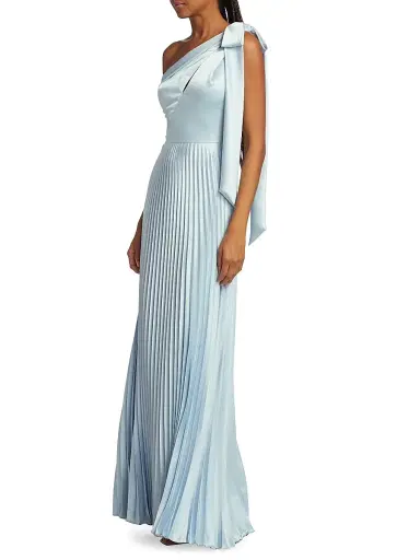 Amsale Women's Satin One-Shoulder Pleated Gown - Ice | Thumbnail 2 Amsale Women's Satin One-Shoulder Pleated Gown - Ice | Thumbnail 2