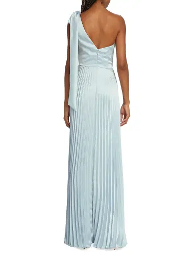 Amsale Women's Satin One-Shoulder Pleated Gown - Ice | Thumbnail 5 Amsale Women's Satin One-Shoulder Pleated Gown - Ice | Thumbnail 5