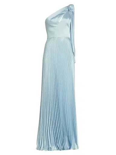 Amsale Women's Satin One-Shoulder Pleated Gown - Ice | Thumbnail 1 Amsale Women's Satin One-Shoulder Pleated Gown - Ice | Thumbnail 1