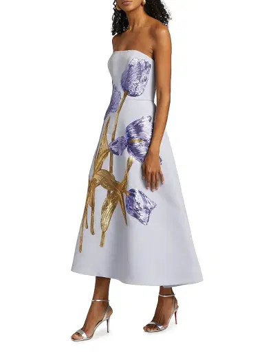 Amsale Women's Sequin Floral Strapless Cocktail Dress | Thumbnail 2 Amsale Women's Sequin Floral Strapless Cocktail Dress | Thumbnail 2