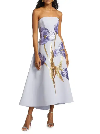 Amsale Women's Sequin Floral Strapless Cocktail Dress | Thumbnail 3 Amsale Women's Sequin Floral Strapless Cocktail Dress | Thumbnail 3