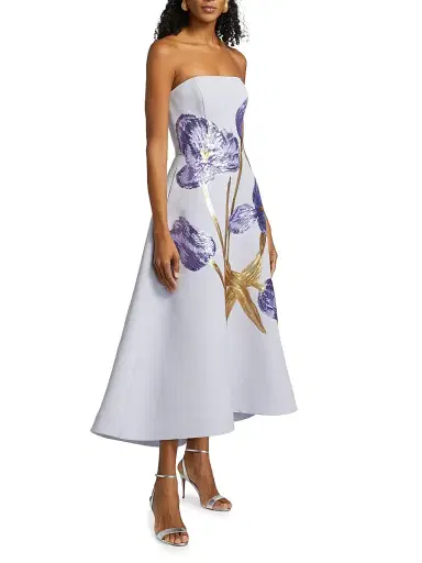 Amsale Women's Sequin Floral Strapless Cocktail Dress | Thumbnail 4 Amsale Women's Sequin Floral Strapless Cocktail Dress | Thumbnail 4