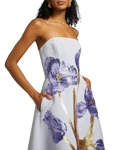 Amsale Women's Sequin Floral Strapless Cocktail Dress | Thumbnail 6 Amsale Women's Sequin Floral Strapless Cocktail Dress | Thumbnail 6