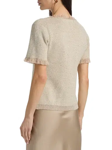 Kobi Halperin Women's Kate Fray-Trim Short-Sleeve Linen-Blend Sweater - Natural | Thumbnail 5 Kobi Halperin Women's Kate Fray-Trim Short-Sleeve Linen-Blend Sweater - Natural | Thumbnail 5