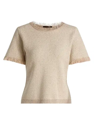 Kobi Halperin Women's Kate Fray-Trim Short-Sleeve Linen-Blend Sweater - Natural | Thumbnail 1 Kobi Halperin Women's Kate Fray-Trim Short-Sleeve Linen-Blend Sweater - Natural | Thumbnail 1