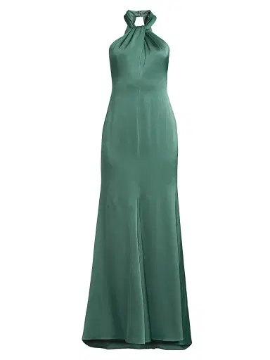 Ungaro Women's Wilde Satin Halterneck Maxi Dress - Pine | Thumbnail 1 Ungaro Women's Wilde Satin Halterneck Maxi Dress - Pine | Thumbnail 1