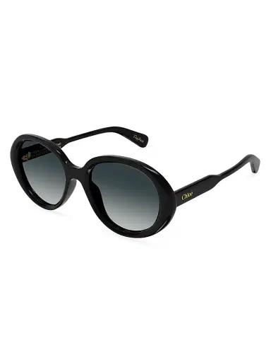 Chloé Women's Gayia 53MM Acetate Round Sunglasses - Black Grey Gradient | Thumbnail 2 Chloé Women's Gayia 53MM Acetate Round Sunglasses - Black Grey Gradient | Thumbnail 2