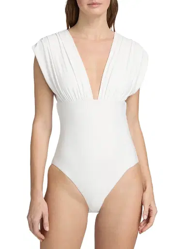Kobi Halperin Women's Joy Ruched One-Piece Swimsuit - White | Thumbnail 3 Kobi Halperin Women's Joy Ruched One-Piece Swimsuit - White | Thumbnail 3