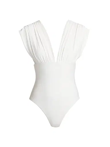 Kobi Halperin Women's Joy Ruched One-Piece Swimsuit - White | Thumbnail 1 Kobi Halperin Women's Joy Ruched One-Piece Swimsuit - White | Thumbnail 1