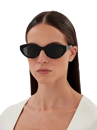 Saint Laurent Women's Monogram Hinge 54MM Round Sunglasses - Black | Thumbnail 2 Saint Laurent Women's Monogram Hinge 54MM Round Sunglasses - Black | Thumbnail 2