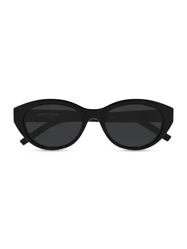 Saint Laurent Women's Monogram Hinge 54MM Round Sunglasses - Black | Thumbnail 3 Saint Laurent Women's Monogram Hinge 54MM Round Sunglasses - Black | Thumbnail 3