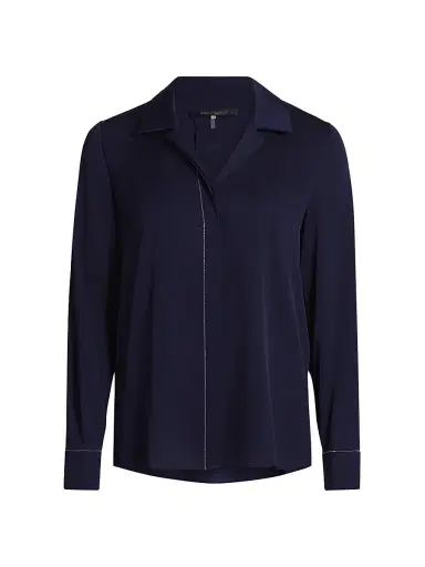 Kobi Halperin Women's Ceanna Chain Long-Sleeve Blouse - Midnight Blue | Thumbnail 1 Kobi Halperin Women's Ceanna Chain Long-Sleeve Blouse - Midnight Blue | Thumbnail 1