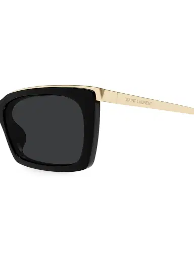 Saint Laurent Women's 57MM Rectangular Metal Sunglasses - Gold Black | Thumbnail 4 Saint Laurent Women's 57MM Rectangular Metal Sunglasses - Gold Black | Thumbnail 4