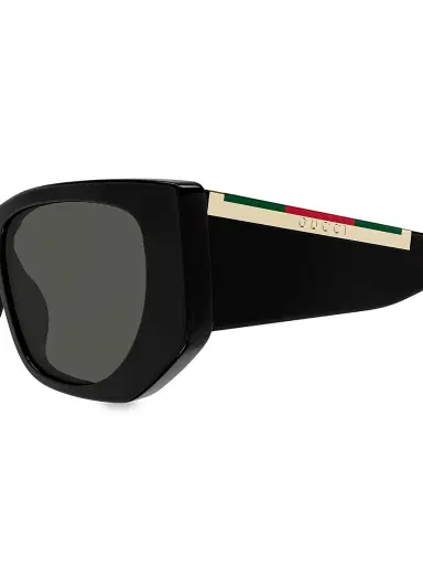 Gucci Women's Subtle Web 53MM Geometric Sunglasses - Black | Thumbnail 4 Gucci Women's Subtle Web 53MM Geometric Sunglasses - Black | Thumbnail 4