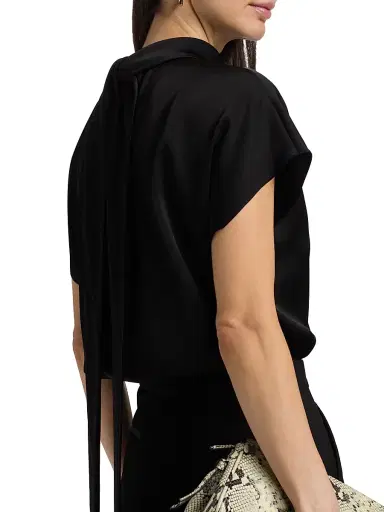 Ungaro Women's Corey Tie-Detail Satin Blouse - Black - Size XL | Thumbnail 6 Ungaro Women's Corey Tie-Detail Satin Blouse - Black - Size XL | Thumbnail 6