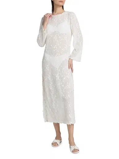Kobi Halperin Women's London Floral-Embroidered Lace Cover-Up Maxi Dress - White | Thumbnail 3 Kobi Halperin Women's London Floral-Embroidered Lace Cover-Up Maxi Dress - White | Thumbnail 3