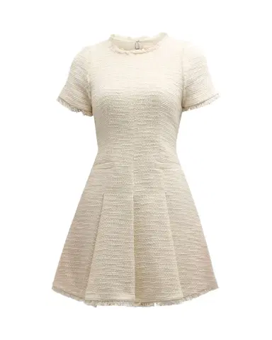 Cinq à Sept Nova Cotton Boucle Pleated Mini Dress | Thumbnail 1 Cinq à Sept Nova Cotton Boucle Pleated Mini Dress | Thumbnail 1