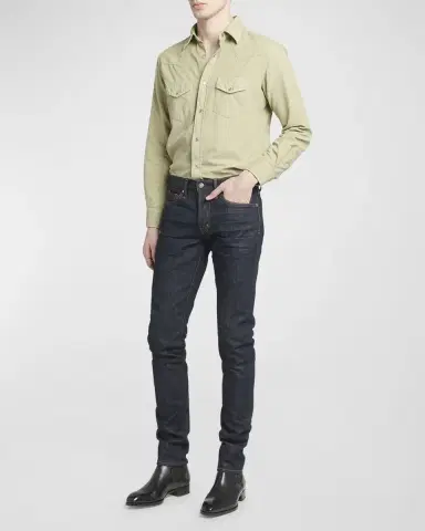Tom Ford Men's Dark Wash Stretch Slim Fit Jeans | Thumbnail 2 Tom Ford Men's Dark Wash Stretch Slim Fit Jeans | Thumbnail 2