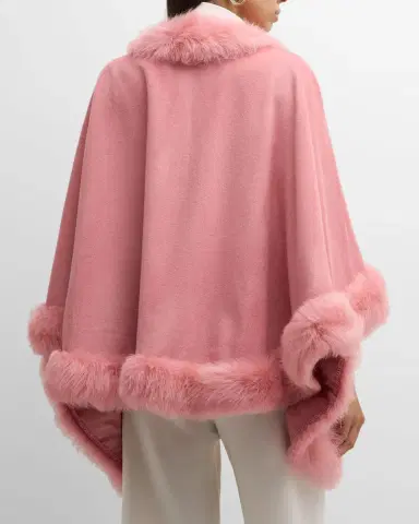 Gorski Cashmere Capelet with Lamb Shearling Trim | Thumbnail 2 Gorski Cashmere Capelet with Lamb Shearling Trim | Thumbnail 2